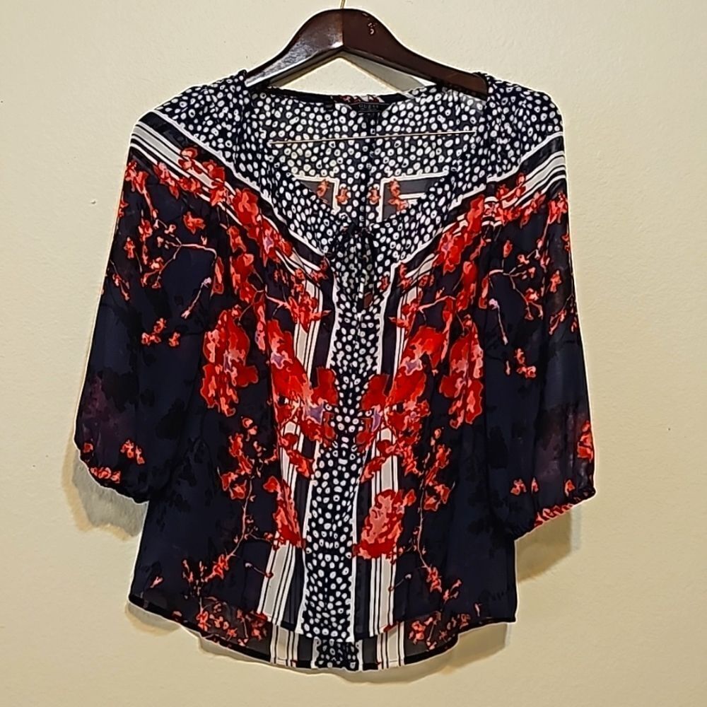 GUESS | floral sheer blouse small‎